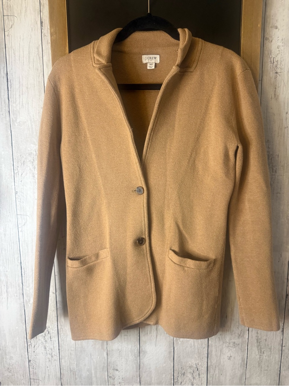 J Crew Schoolboy Sweater Blazer Womens XS Camel Tan Preppy Career Office